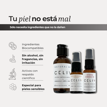 PACK INICIA: Limpieza + Sérum Vitamina C + Crema Hidratante AM