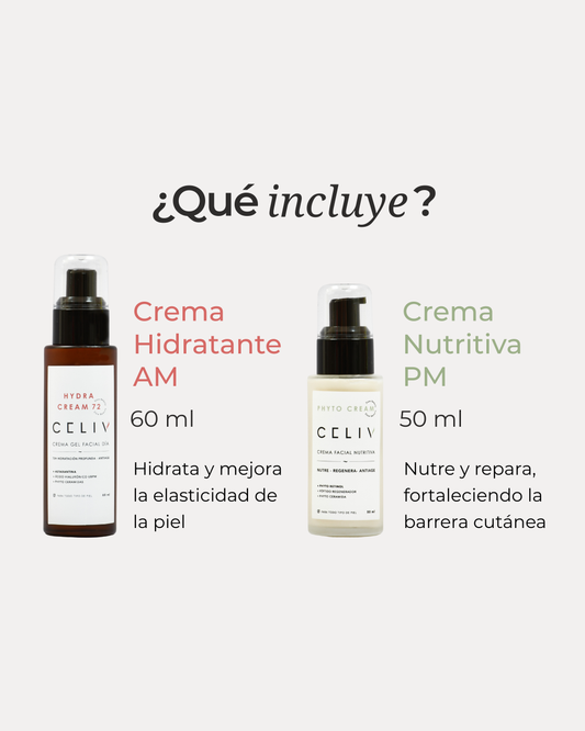 PACK HIDRATACIÓN AM/PM: Crema Hidratante AM + Crema Nutritiva PM