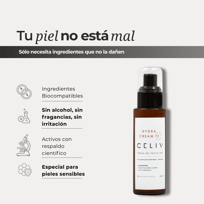 Crema Facial Hidratante AM - Hydra Cream 72 [60 ml] - CELIV